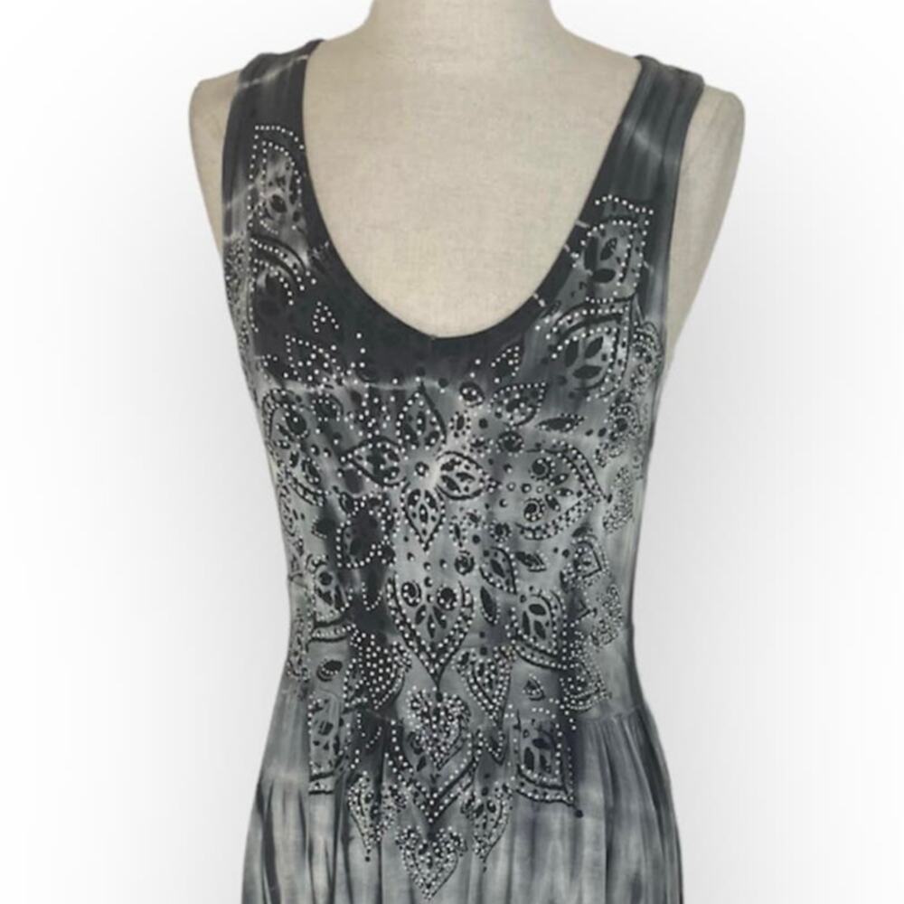 Vocal rhinestone hi low dress, ladies small gray tie dye graphic tank dress - Picture 2 of 11